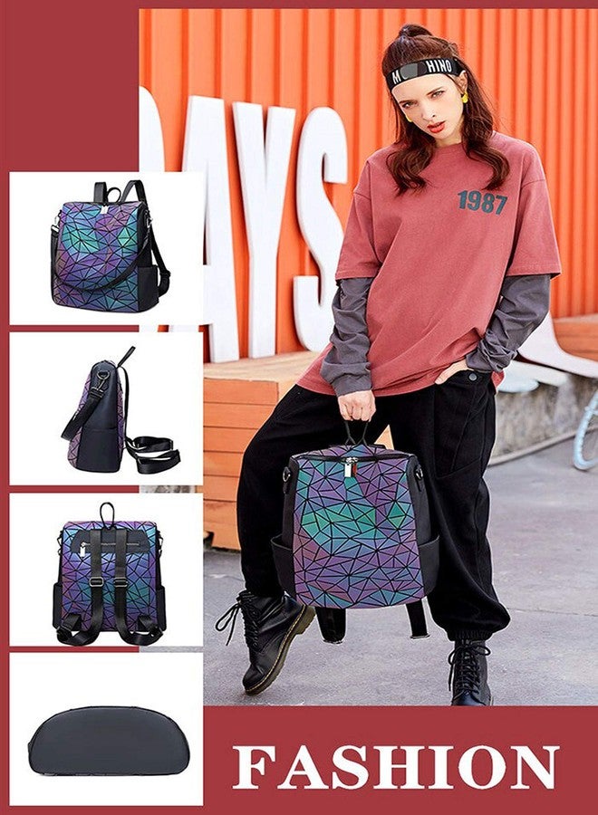 MEZON حقيبة ظهر ميزون، حقيبة مضيئة ثلاثية الأبعاد متغيرة الألوان، حقيبة عاكسة للضوء، حقيبة هندسية - Image 5